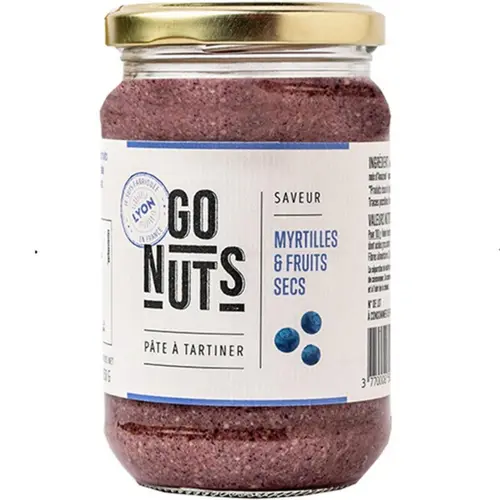 Pâte à tartiner myrtilles et fruits secs Go nuts - 270 g