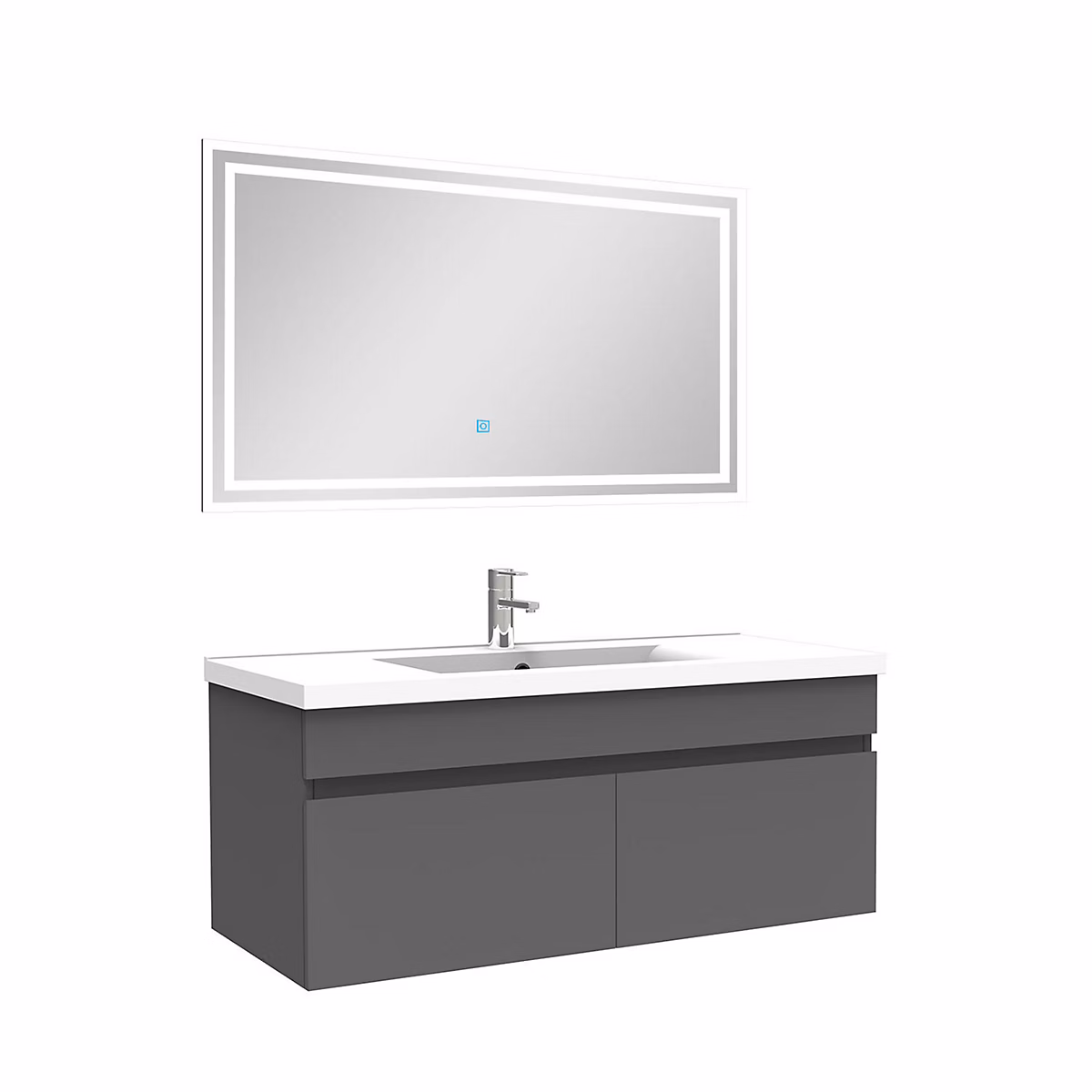 Ensemble Salle De Bain 100cm meuble Anthracite avec miroir lumineux – Réf. CIOOOTUZU7194170810