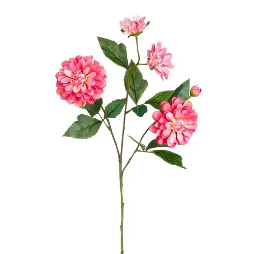 Tige de dahlia artificielle en plastique recyclé rose - 67 cm