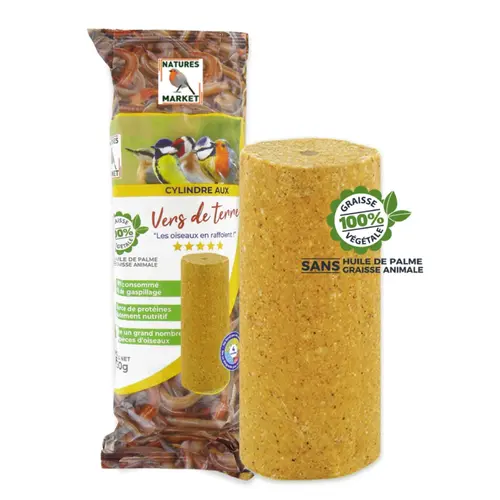 Cylindre de graisse végétale aux vers de terre pour oiseau Nature’s Market - 850 g