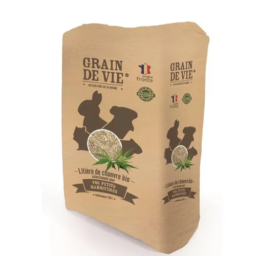 Litière de chanvre bio pour petits mammifères Grain de Vie - 100 L