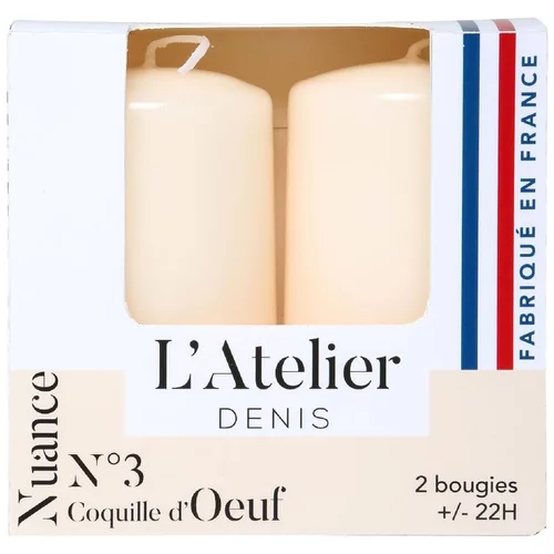 Bougie cylindrique ivoire L’Atelier de Denis - Le pack de 2