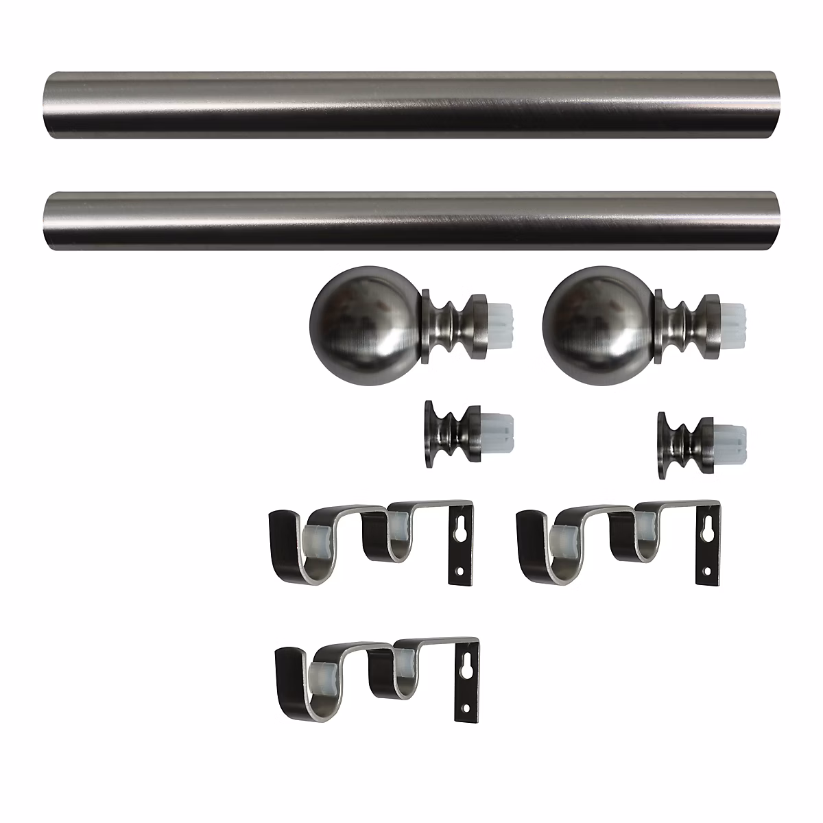 Tringle à rideaux – Ensemble double barre à rideaux extensible embout boule Athens GoodHome métal L.120/210 cm Ø25/28cm
