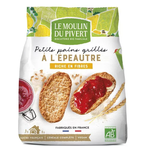 Petits pains grillés épeautre bio vegan Le Moulin du Pivert - 225 g