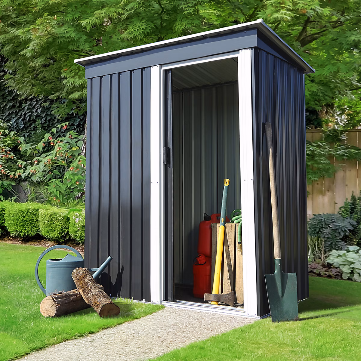 Abri de jardin 1 – 3 m² gris en acier galvanisé