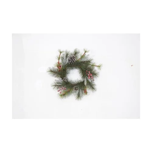 Couronne Pommes de Pin et Baies Ø45 cm PVC Vert