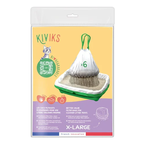 Sacs à litière filtrants pour chat coloris blanc Kiviks - Taille XL 55 x 40 x 26 cm