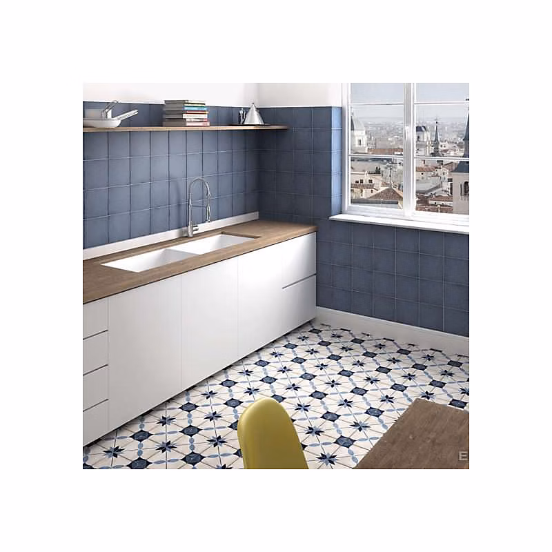 Carrelage sol / mur effet ciment uni bleu marine 20 × 20 cm ART NOUVEAU UNI NAVY BLUE