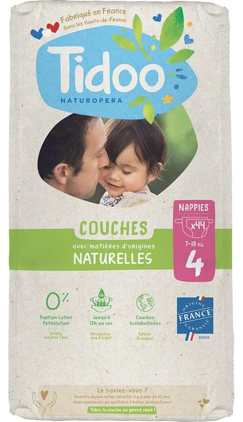 Couches écologiques en sachet T4 (7-18kg) Tidoo - 44 pièces