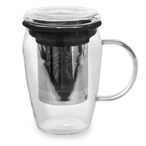 Mug infuseur en verre tisanière noir 43 cl