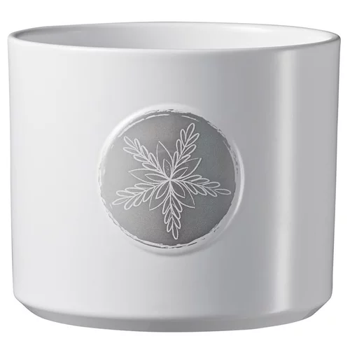 Cache-pot en céramique blanc à motif argent Winter Friends - Ø 13 x H 11 cm
