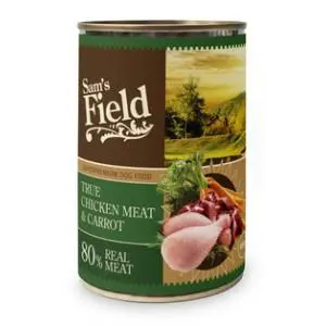 Boîte de pâtée pour chien au poulet avec des carottes Sam's Field - 400 g