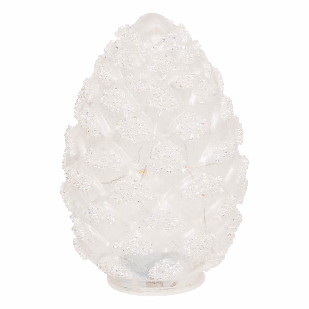 Décoration lumineuse de Noël – Décoration de noël verre pomme de pin blanc 18cm Feeric Light & Christmas