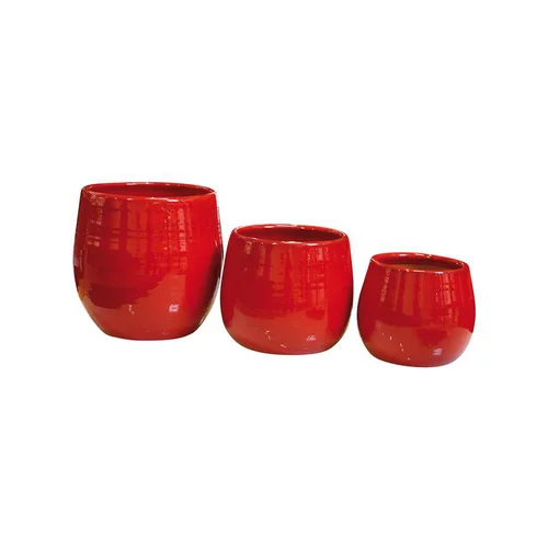 Pot Cancale coquelicot en terre cuite émaillée H 27 x Ø 25 cm