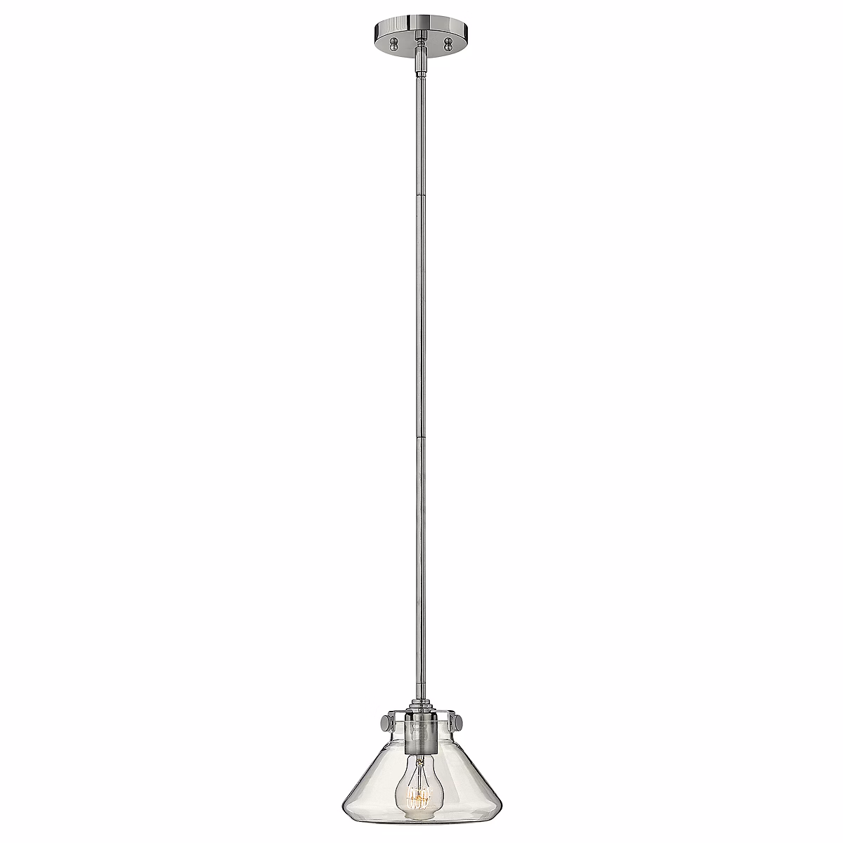 Elstead Congress – Suspension de plafond à 1 ampoule en verre chromé transparent, E27