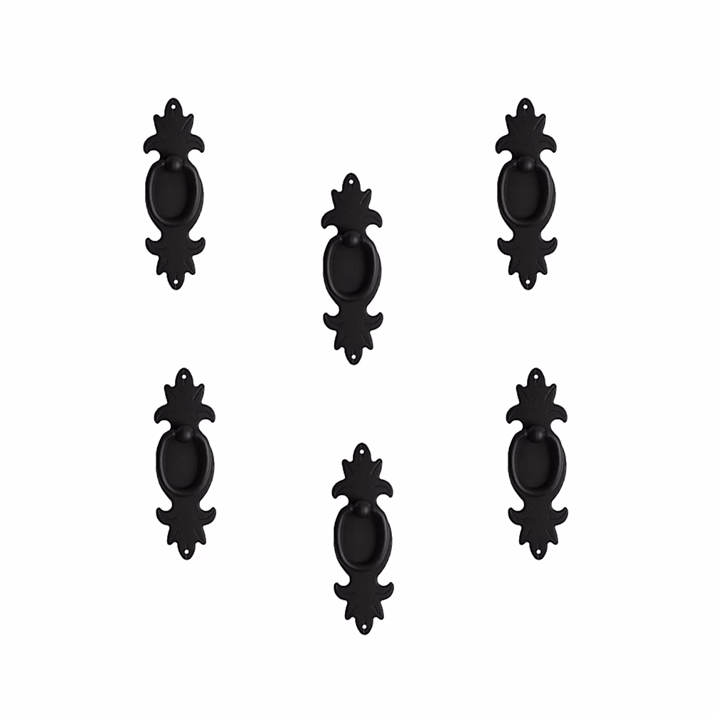 6 Un. poignées de meuble anneau vertical rouille noir pour tiroir 104 × 36MM