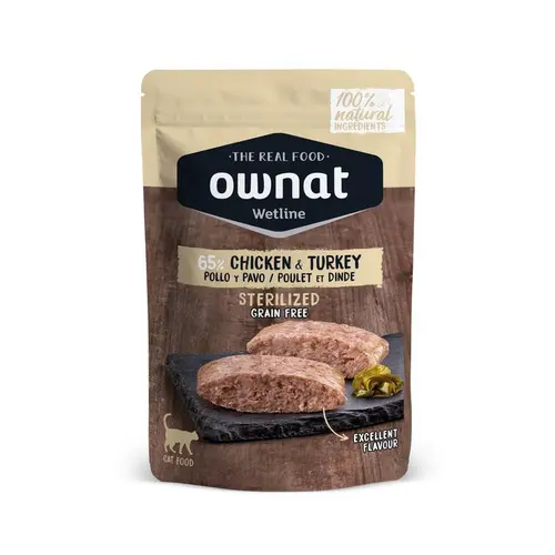 Alimentation humide pour chat stérilisé poulet et dinde Ownat Wetline - 85 g