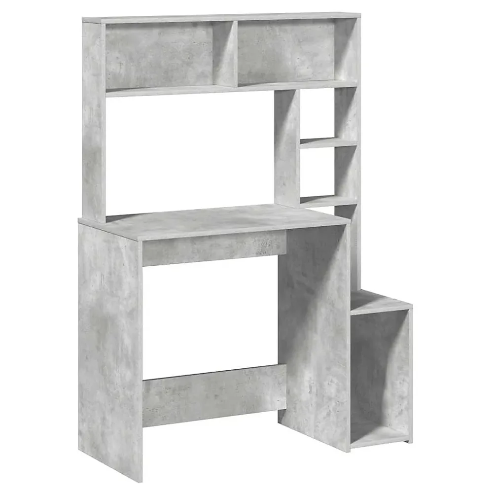 Bureau avec étagères gris béton 100 × 45 × 140 cm bois d'ingénierie vidaXL