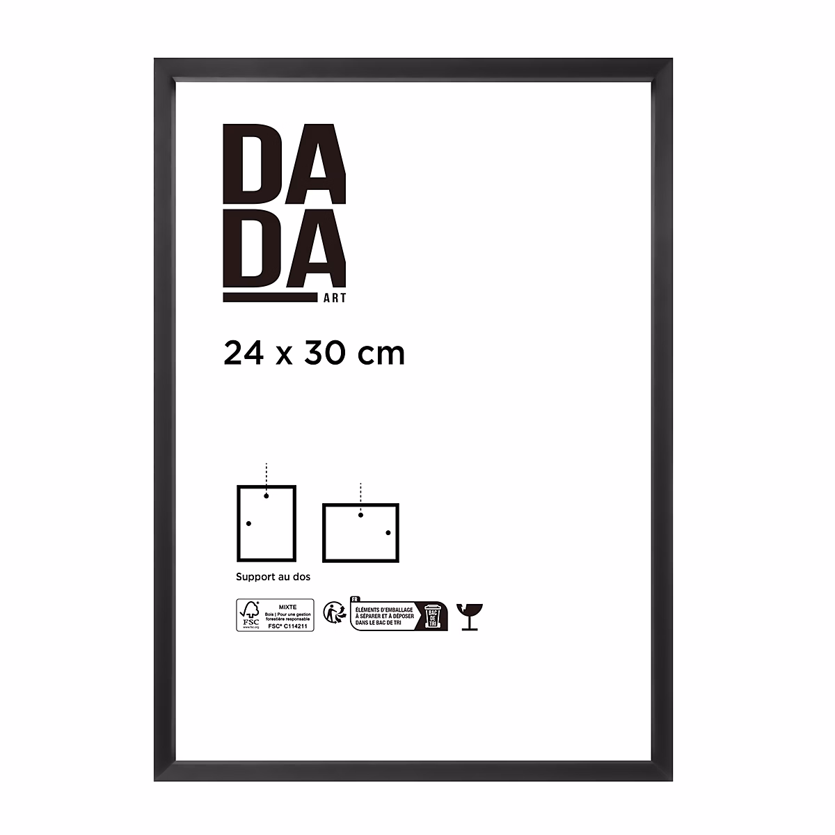Cadre photo noir brillant 24 × 30 cm Dada Art Mia