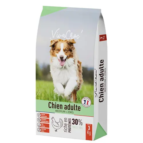 Croquettes pour chien medium adulte au poulet VivaCroc – 3 kg