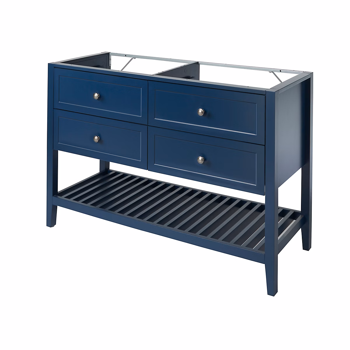 Meuble sous vasque à poser l.120 x H.80 x P.45 cm | bleu mat – 4 tiroirs – GoodHome Perma