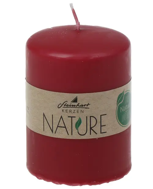 Bougie cylindrique en cire végétale coloris rouge - Ø 5,7 x H 8 cm