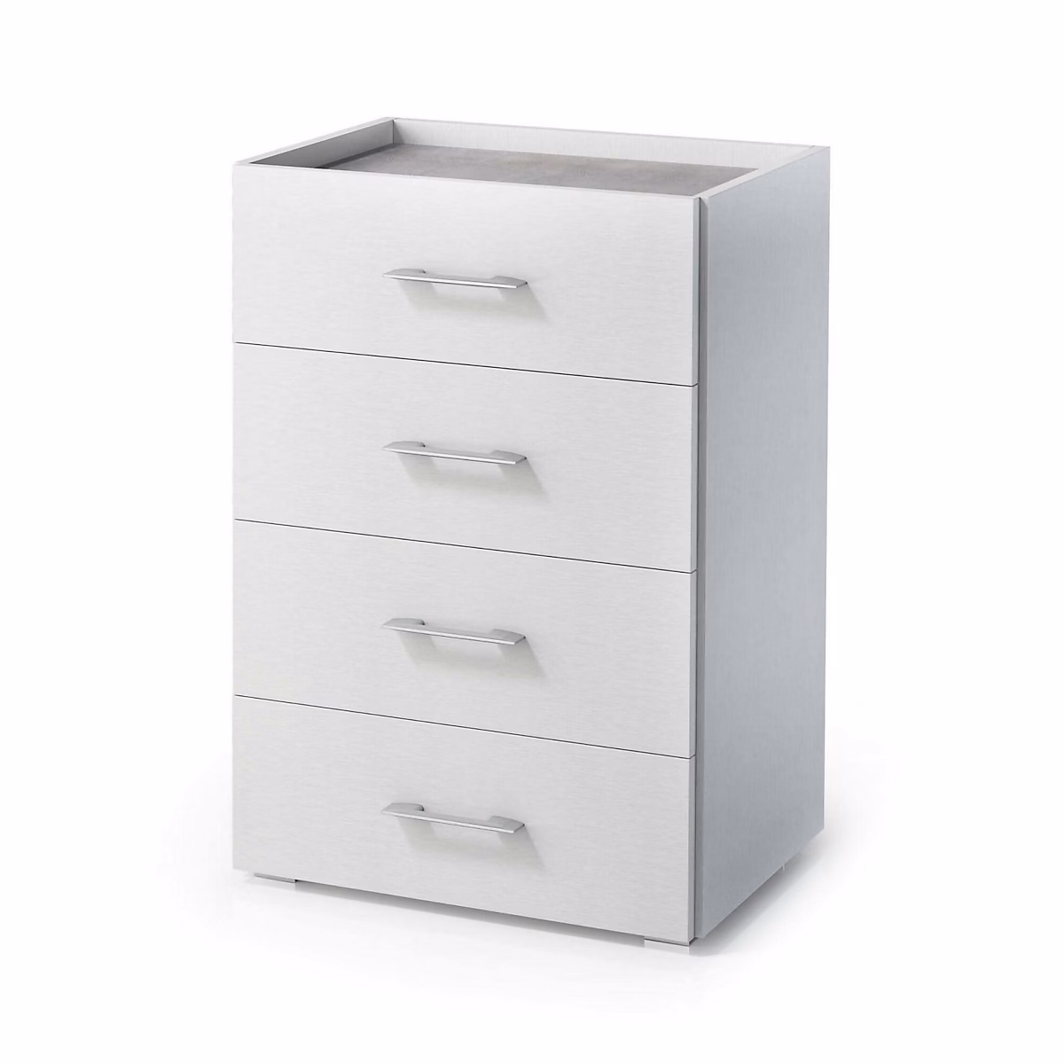 Commode Avim – Commode 4 tiroirs pour la chambre, Bureau polyvalent ou meuble d'étude, 50 × 41h87 cm, Blanc et Ciment