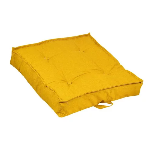Coussin de sol coloris jaune en coton polyester - 66 x 66 x 15 cm