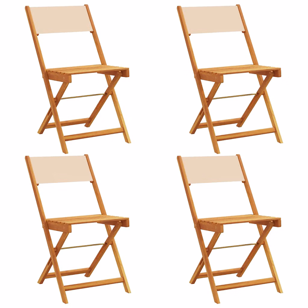 Chaises pliantes 4 pièces Tissu beige et bois massif vidaXL – Réf. CQHLMKSKU6901775355