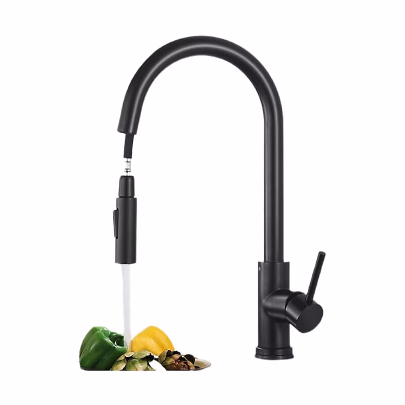 BASHLWUA Robinet de Cuisine Noire avec 2 Fonctions Douchette Extractible Mitigeur Cuisine Rotatif à 360 en Acier Inoxydable – Réf. ICWMEQBVO5619474280