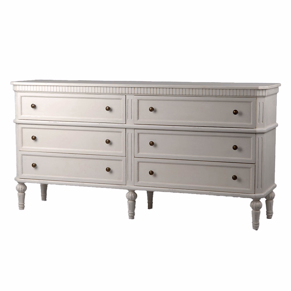 Meuble – Commode double 6 tiroirs en bois L163 cm Léonie
