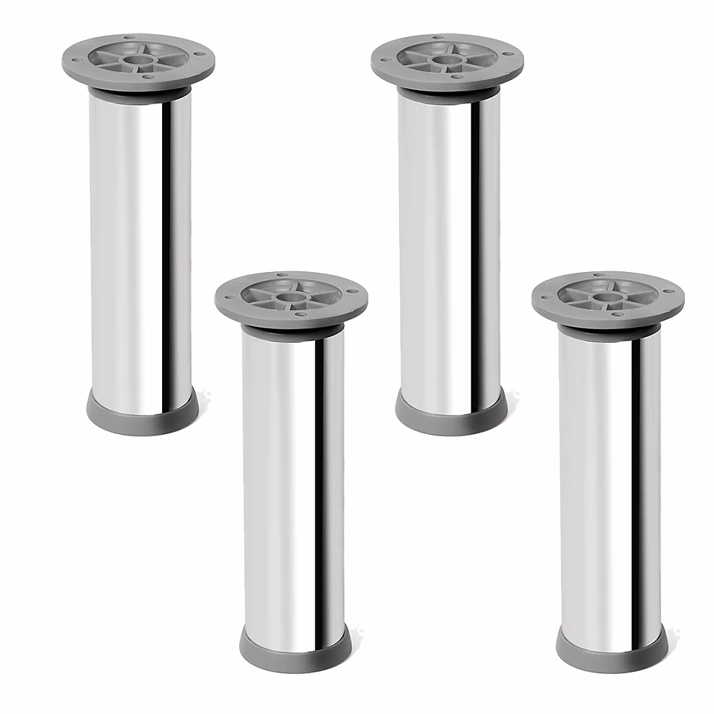 4 un. Pied rond pour meuble en aluminium diamètre 40mm hauteur 120mm aluminium brillant avec régulateur de hauteur supérieur – Réf. ULGPTHATT6119572465