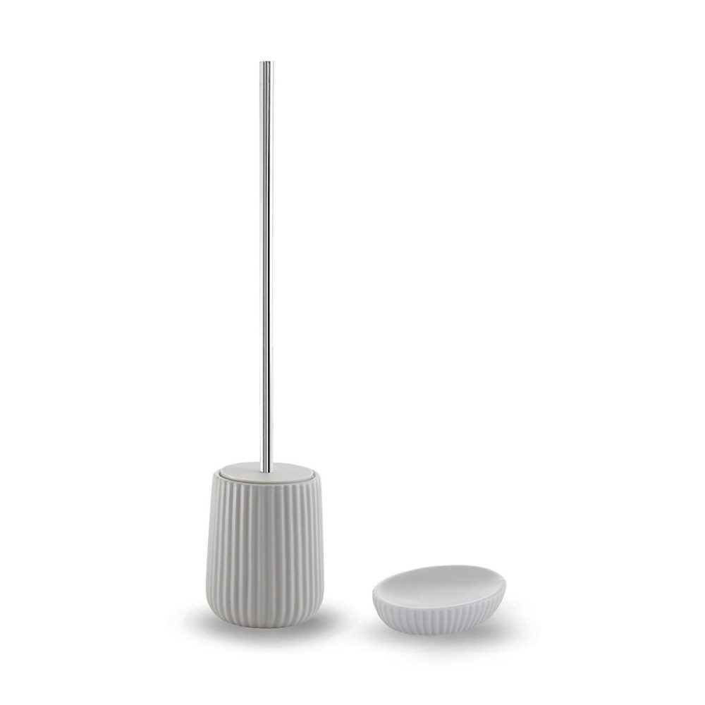 Ensemble D'accessoires De Support – Porte-Savon Et Porte-Brosse En Céramique Gris, Dory