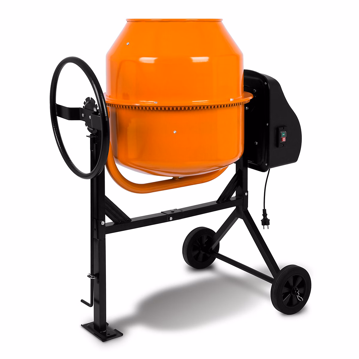 EBERTH 140L Bétonnière Électrique – 550W, Portable, Châssis, Tambour et Couronne Dentée en Acier, Volant Verrouillable