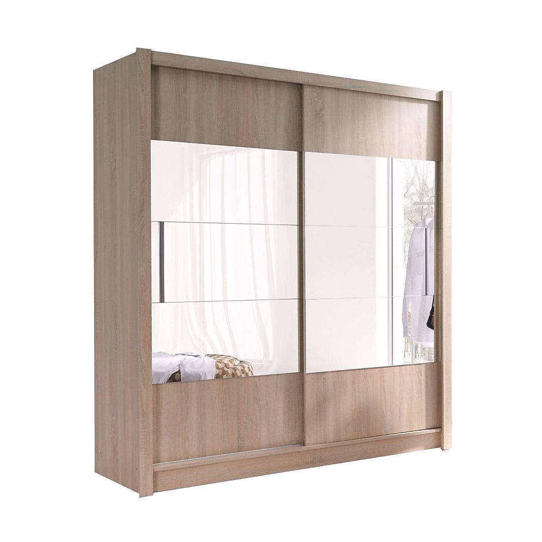 Armoire penderie – Armoire ROME 2 portes coulissantes miroir 180x200x62 chene sonoma