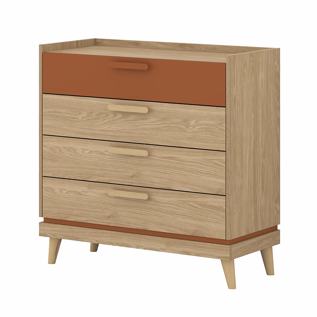 Meuble – Commode NOKI Chene clair et moka 3 tiroirs style scandinave
