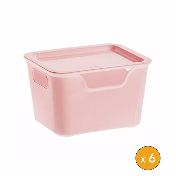 6 Petit bacs de rangement avec couvercle 1 – 9 litre, Rose