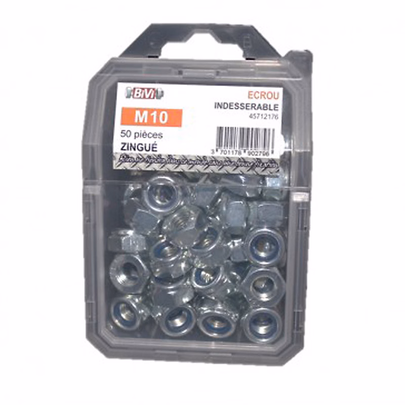 écrou indesserrable din 985 classe i8i zingué – coque de 20 pièces, 14 mm- vendu par 4
