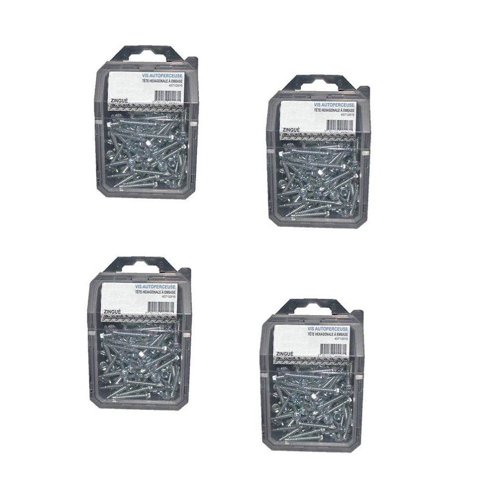 4 Coques de 100 Vis Autoperceuses Tête Hexagonale 4.8 x 31.7 mm | DIN 7504 K – Zingué blanc – D – Work