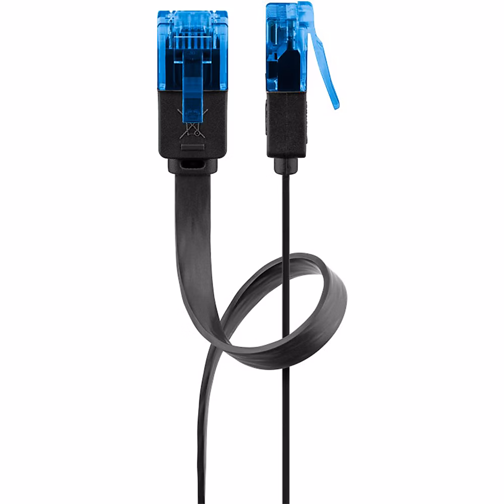 Réseau et téléphonie – Câble RJ45 Cat6a 7m non Blindé plat Noir GOOBAY