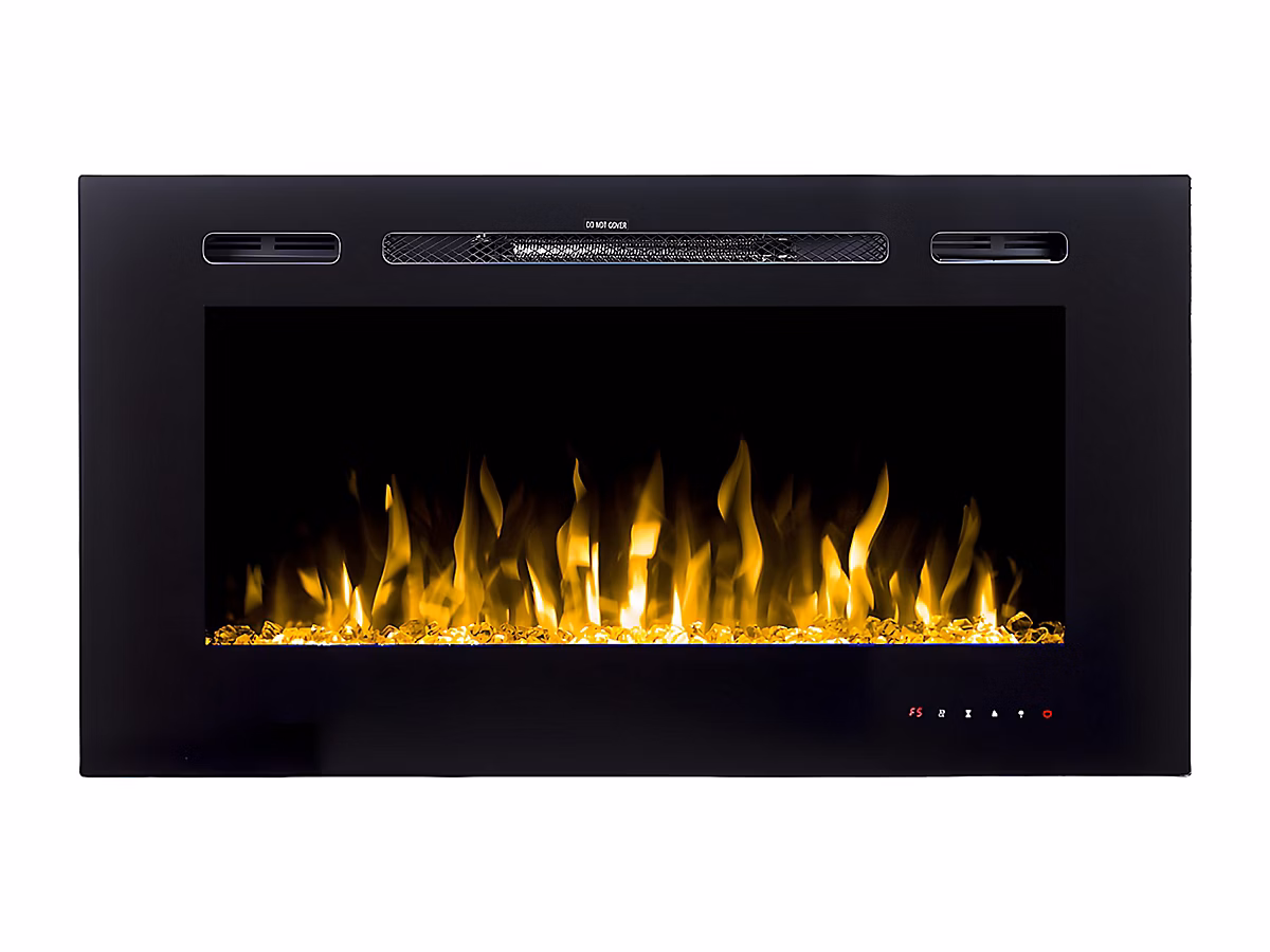 Cheminée électrique CALBUCO | Murale ou encastrable – L101 – 6 x P14 x H54 – 4 cm – Noire