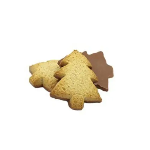 Biscuits forme sapins à la vanille et à la fève tonka nappés de chocolat au lait Belledonne - 2 kg