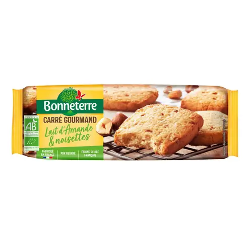 Carrés gourmands au lait d'amande et éclats de noisette bio Bonneterre - 140 g