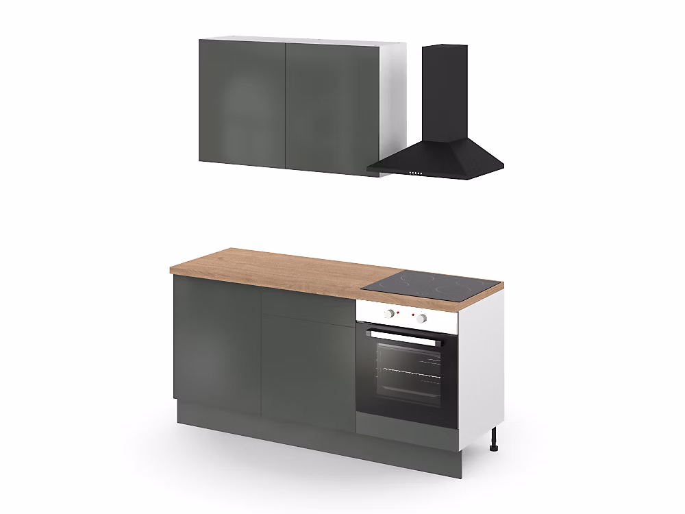 Cuisine complète GoodHome Palma vert forêt brillant 2 caissons hauts + 3 bas sans électroménager l.80 cm | Cuisine