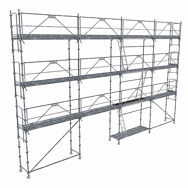 Echafaudage fixe de façade 104m² – Plancher Acier, Structure Acier, Garde, corps Monoblocs, R200GCM, 104, SPP/A