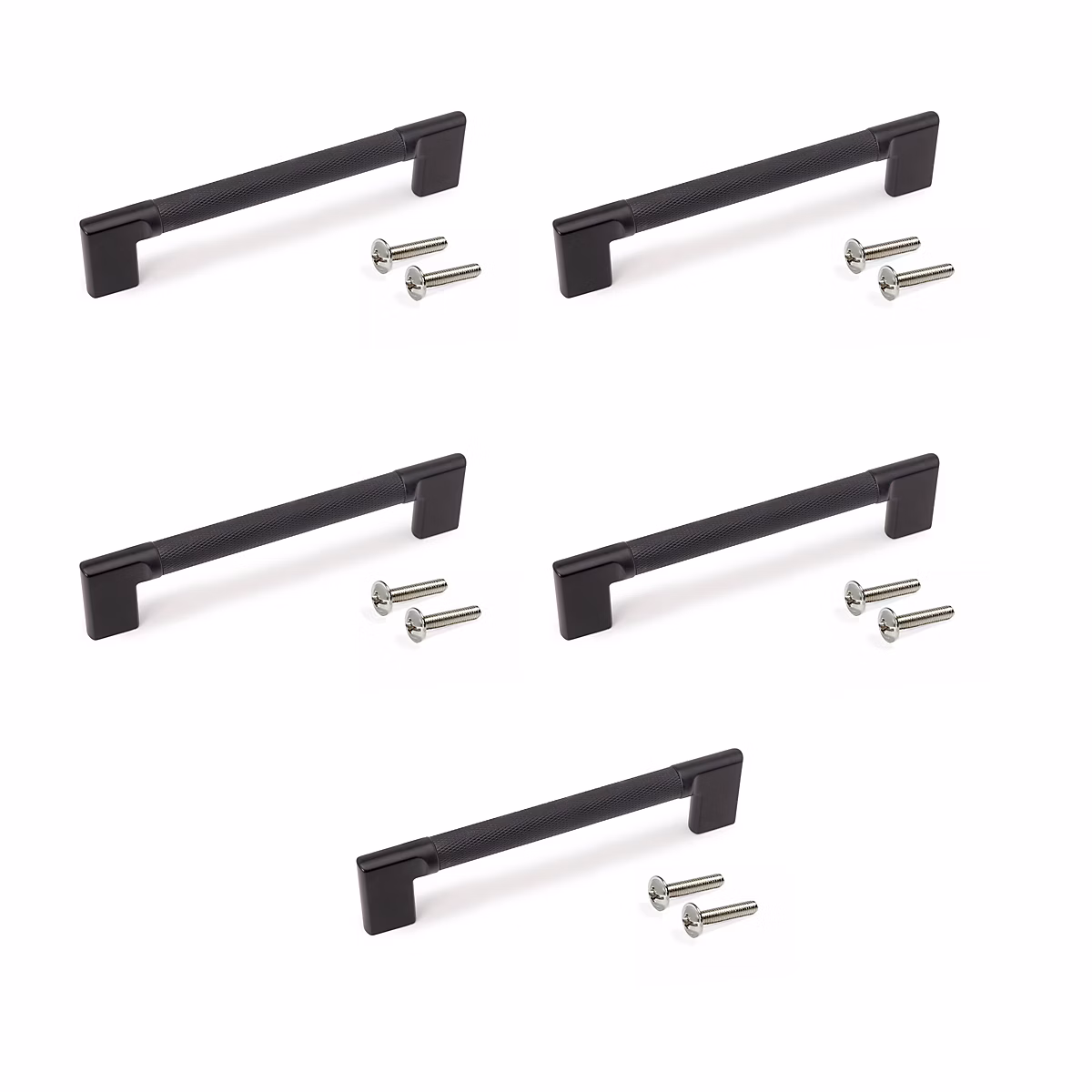 Emuca Lot de 5 poignées pour meubles Sofia – L189mm, entraxe 160mm, Aluminium , Peint en noir