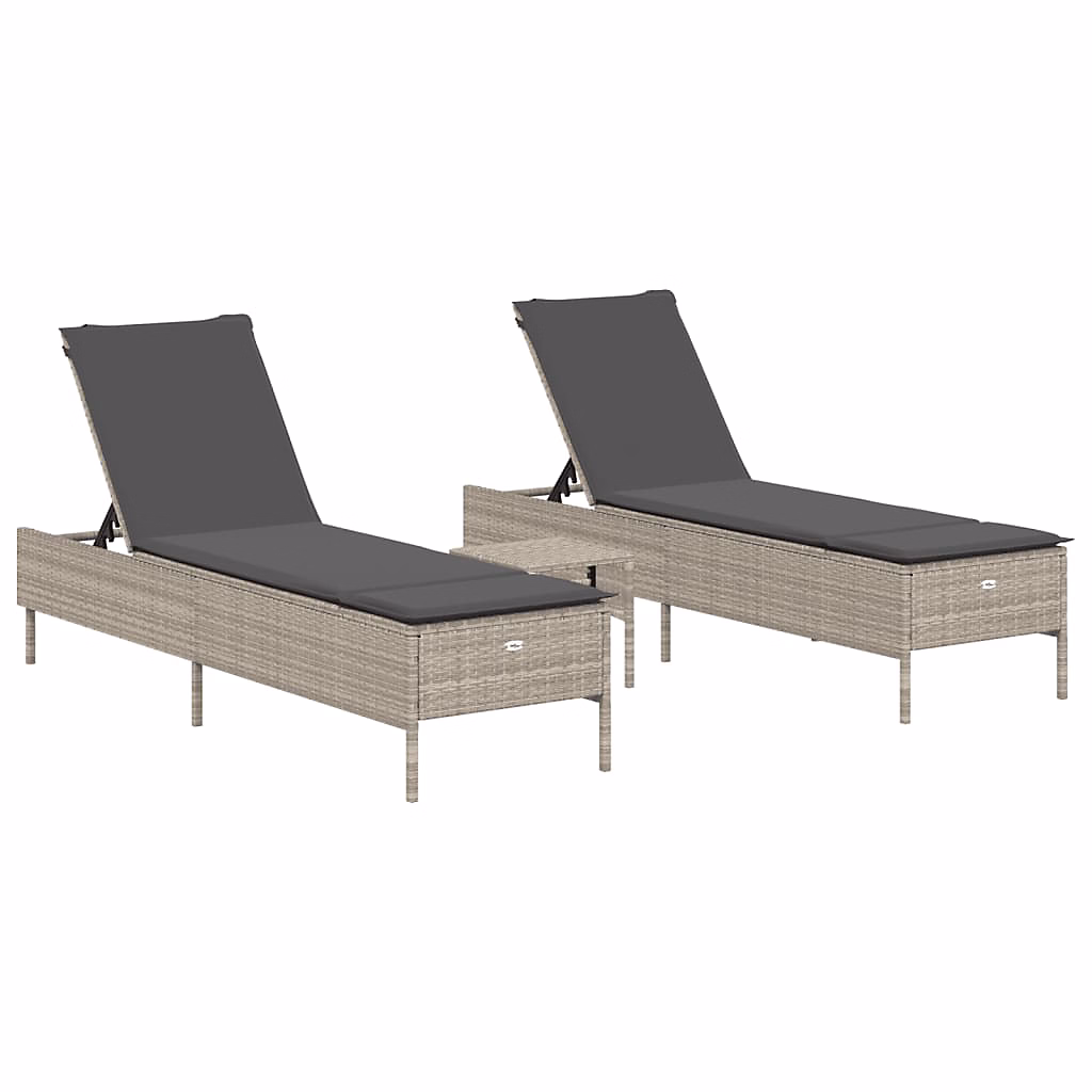 Ensemble de chaises longues avec coussins 3pcs gris clair rotin vidaXL – Réf. VBACBTWHO6177906755