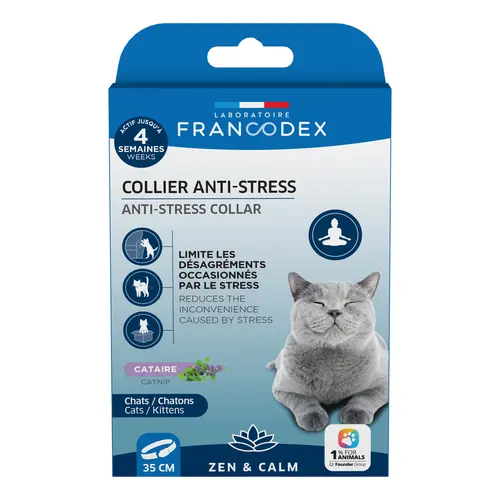 Collier anti-stress pour chat coloris blanc Francodex - Ø 35 cm