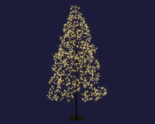 Arbre lumineux noir à 600 micro-LED blanc chaud + 150 flash intérieur/extérieur - 120 cm