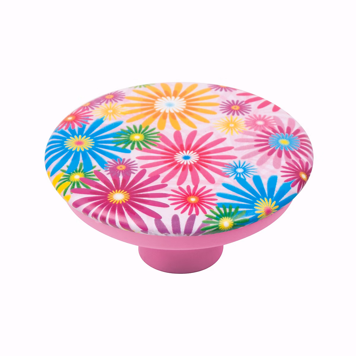 Bouton de meuble abs diamétre 50 mm sérigrafié fleurs couleurs piéces – lot de 36